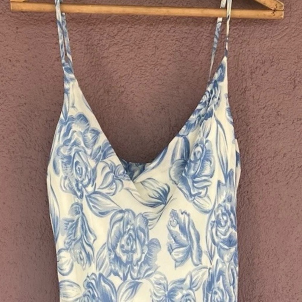 Ralph Lauren Blue and White Floral Midi Dress